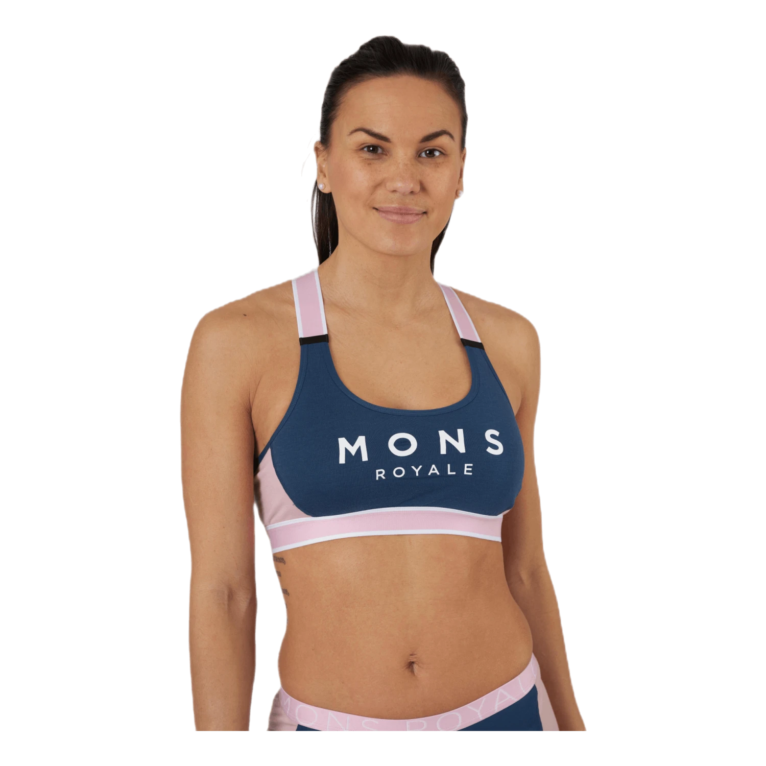 Mons Royale Stella X-Back Bra Blue/Pink