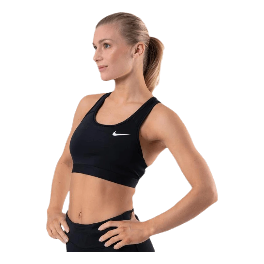 Nike Dri-FIT Swoosh Women's Medium-Support Non-Padded Sports Bra BLACK/BLACK/WHITE - Image 2