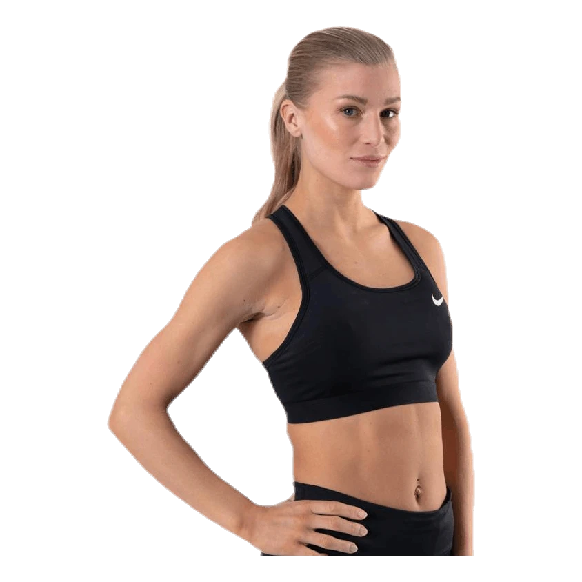 Nike Dri-FIT Swoosh Women's Medium-Support Non-Padded Sports Bra BLACK/BLACK/WHITE - Image 4