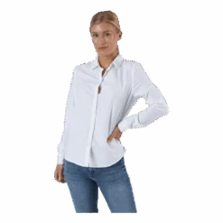 Pieces Irena Ls Oxford Shirt White