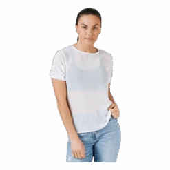 Pieces Amalie Ss Smock Top White