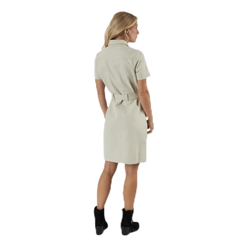 Pieces Amir Ss Denim Dress Almond Milk-Vi Beige - Image 3