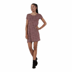 ONLY Bera Back Lace Up S/S Dress Red