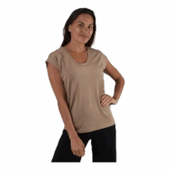 Pieces Billo Tee Lurex Stripes Beige