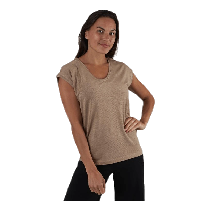 Pieces Billo Tee Lurex Stripes Beige