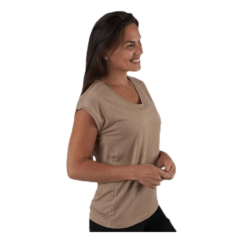 Pieces Billo Tee Lurex Stripes Beige - Image 2