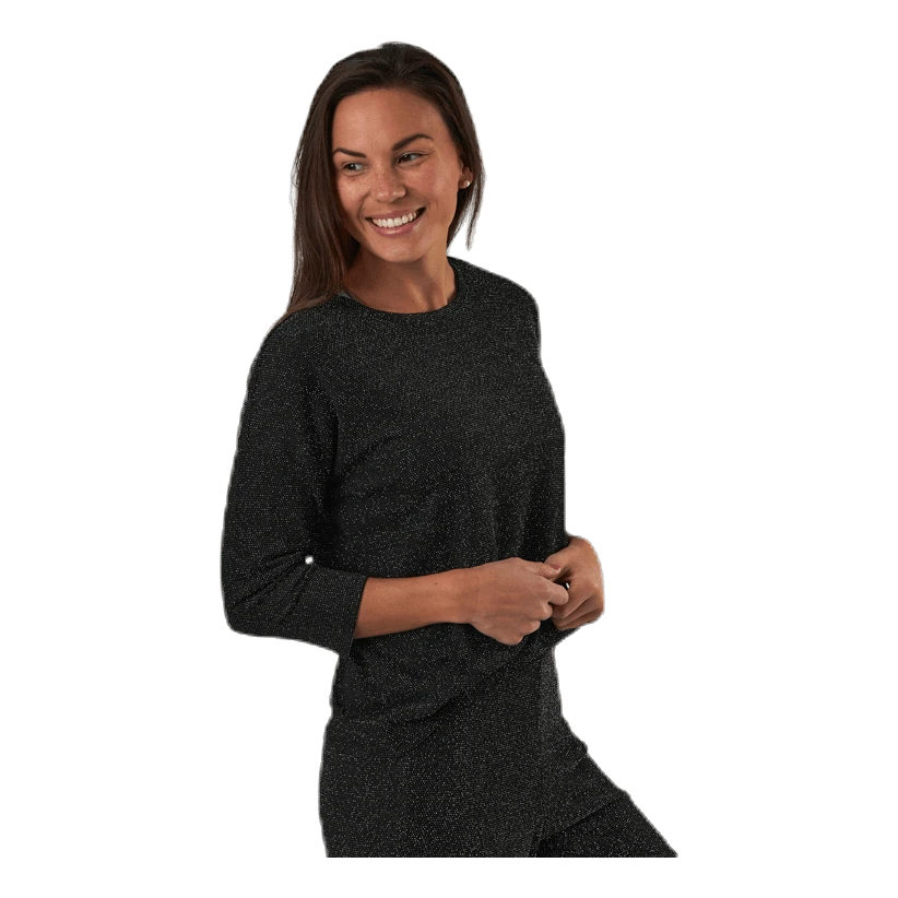 ONLY New Queen 3/4 Glitter Top Jrs Black