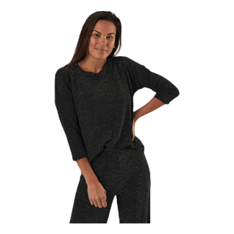 ONLY New Queen 3/4 Glitter Top Jrs Black - Image 2