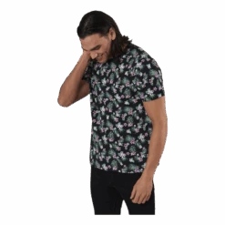 Jack & Jones Graduation Aop Tee Ss Crew Neck Black