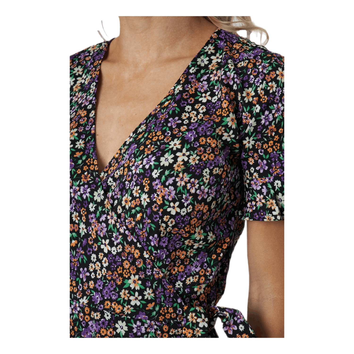 ONLY Olivia S/S Wrap Dress Wvn Black - Image 4