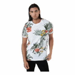 Jack & Jones Beach Ss Tee Aop Ltn Vit