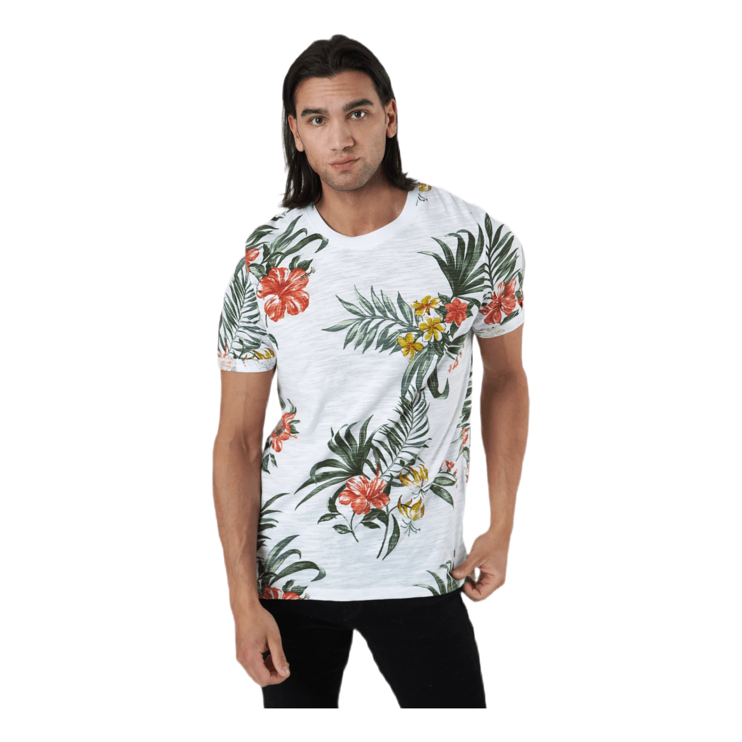 Jack & Jones Beach Ss Tee Aop Ltn Vit