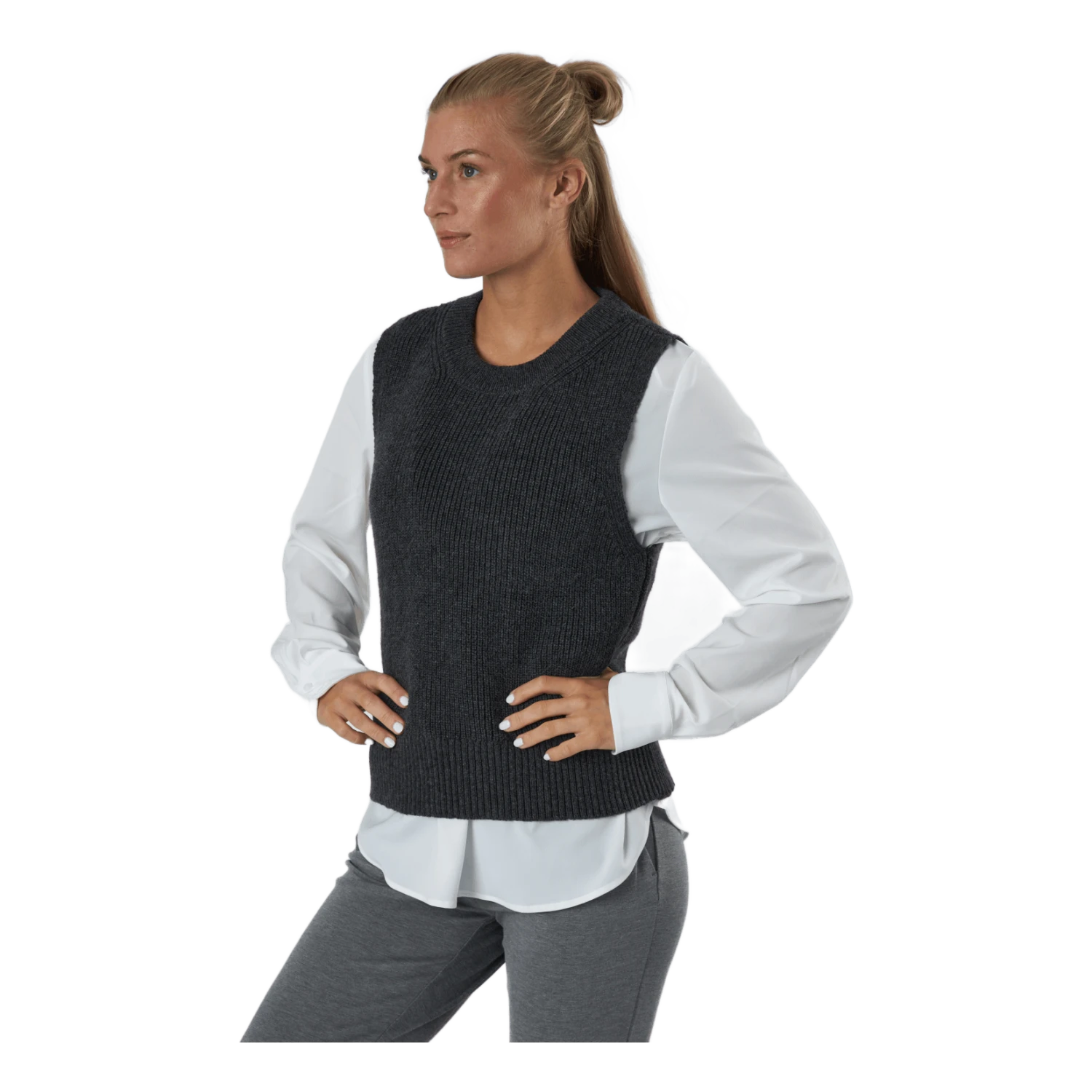 ONLY Onlparis Life Vest Knt Dark Grey Melange - Image 2