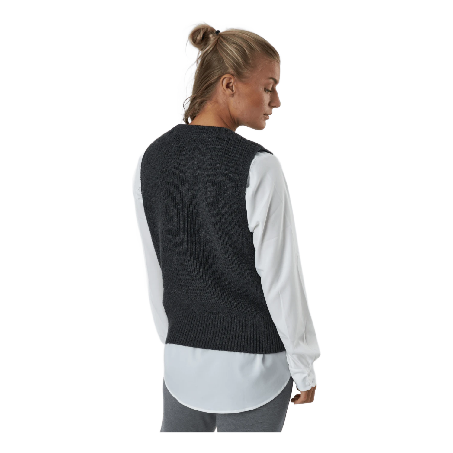 ONLY Onlparis Life Vest Knt Dark Grey Melange - Image 3