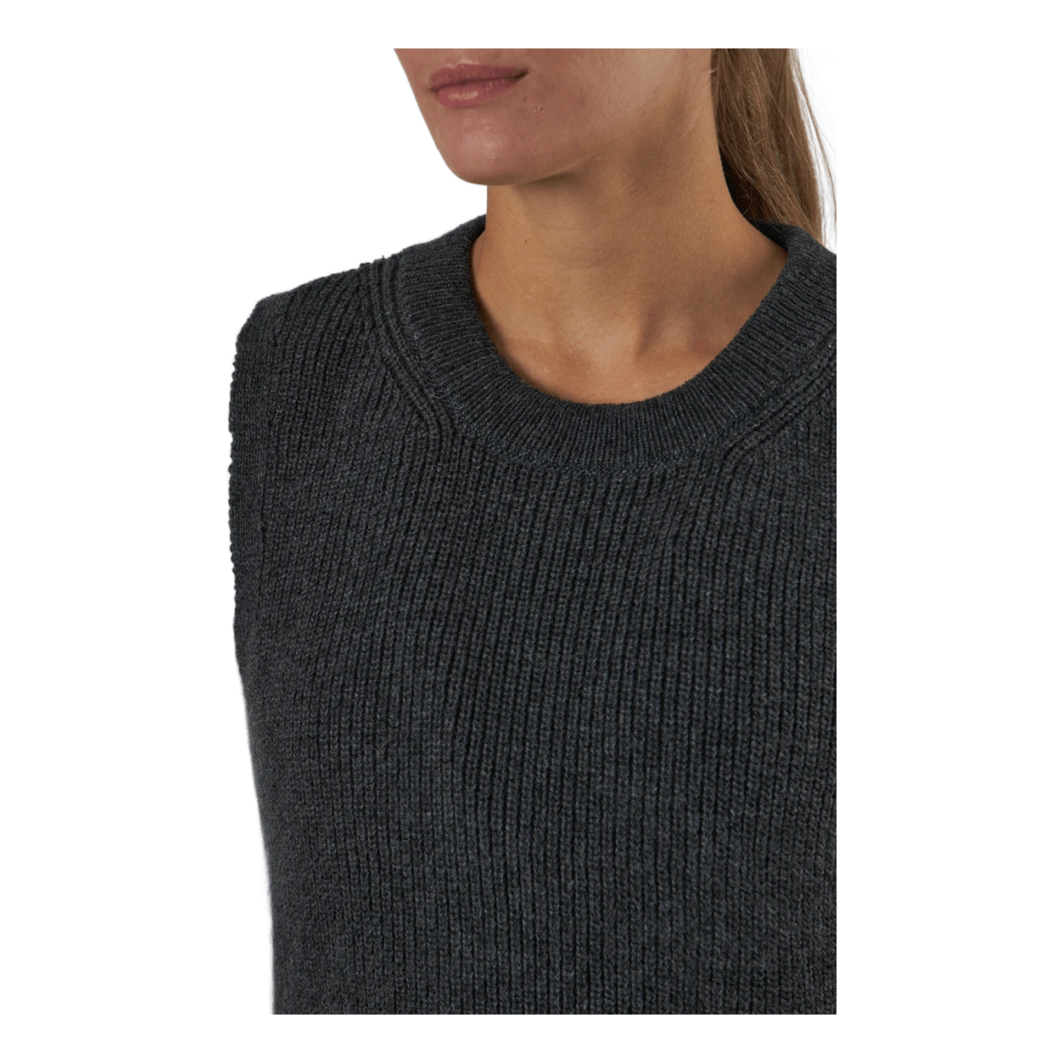 ONLY Onlparis Life Vest Knt Dark Grey Melange - Image 4