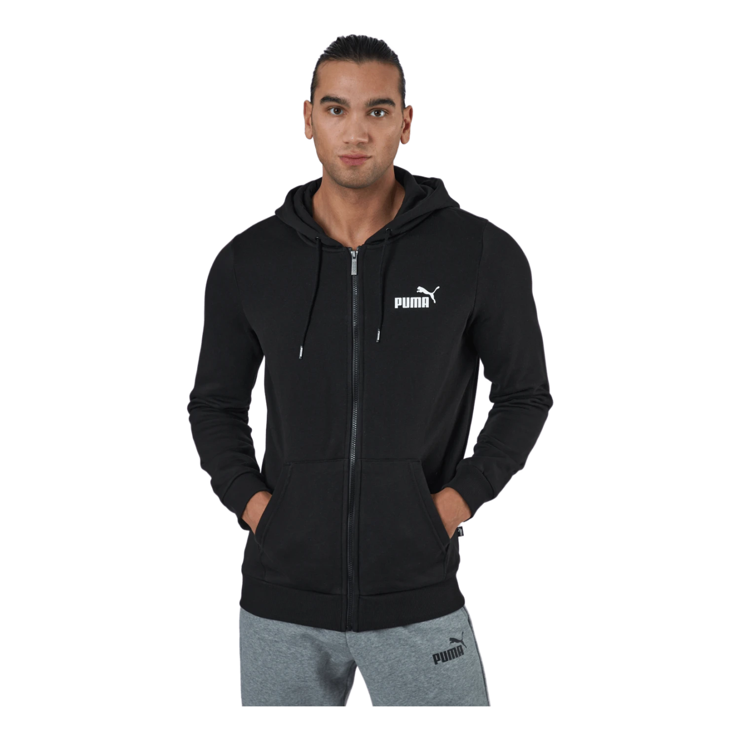 Ess Small Logo Fz Hoodie Fl Puma Black - Image 2