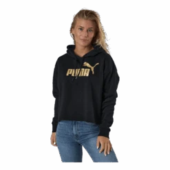 Ess+ Cropped Metallic Logo Hoo Puma Black-gold