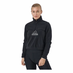 ADIDAS Brand Love Polarfleece Half-Zip Sweatshirt Black / White / Halo Blush