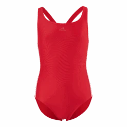 ADIDAS Athly V 3 Stripes Swimsuit Girls Vivid Red / White