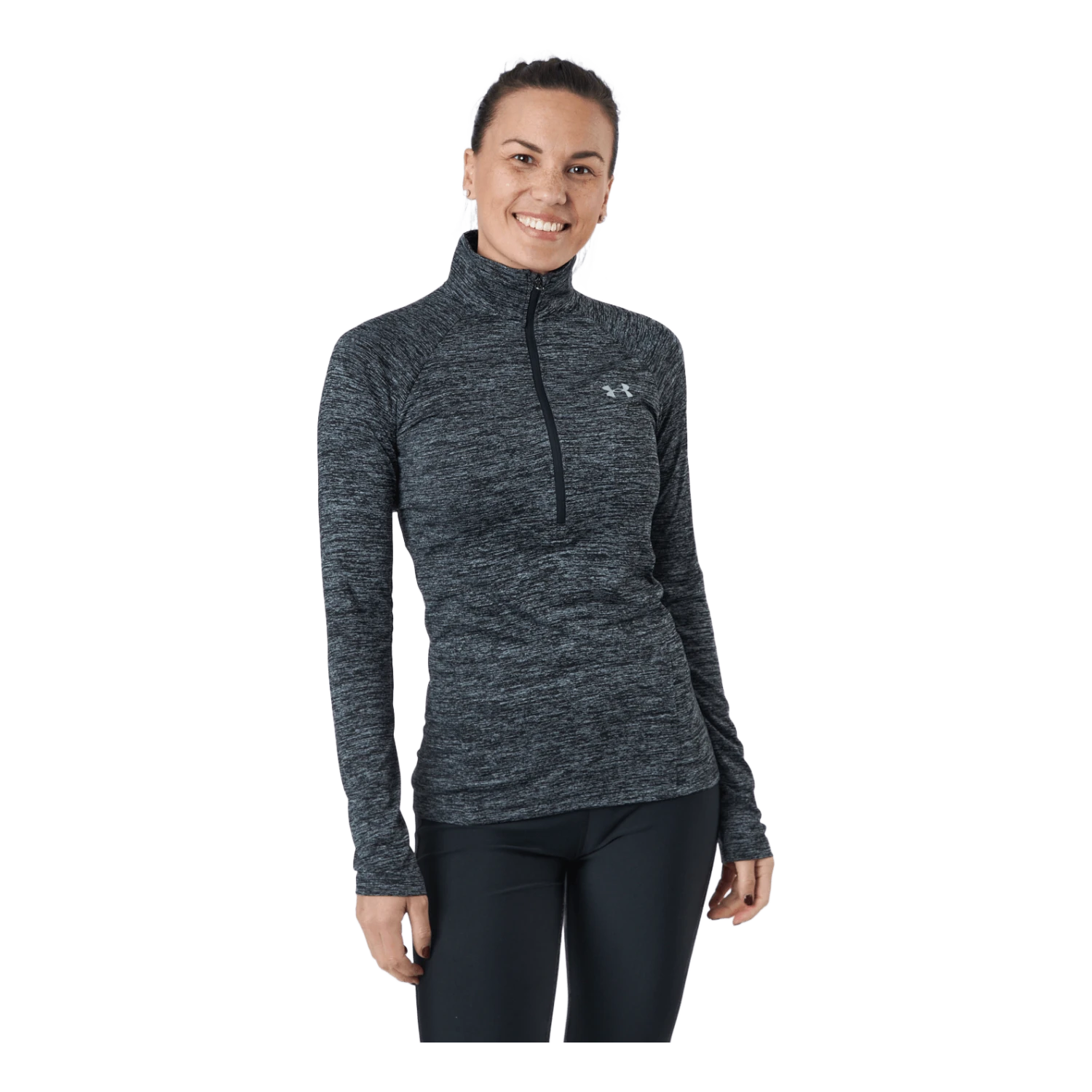 Under Armour Tech 1/2 Zip - Twist Black / Black / Metallic Silve