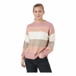 ONLY Onlatia L/s Stripe Pullover Kn Dusty Rose