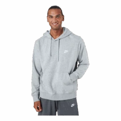 Nike Sportswear Club Men's Pullover Hoodie DK GREY HEATHER/MATTE SILVER/WHITE