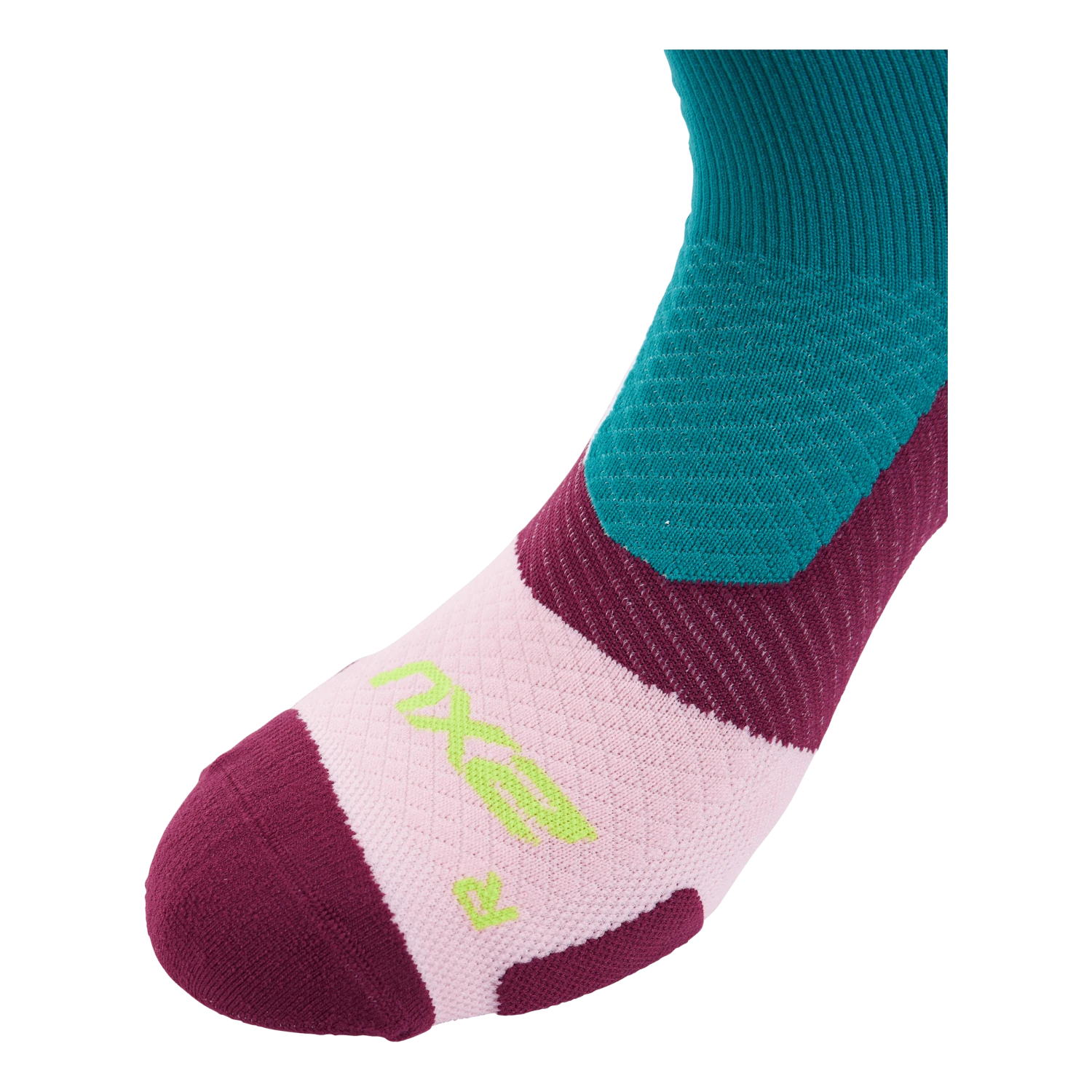 2XU Vectr Light Cushion Crew Sock Deep Jade/beet - Image 3