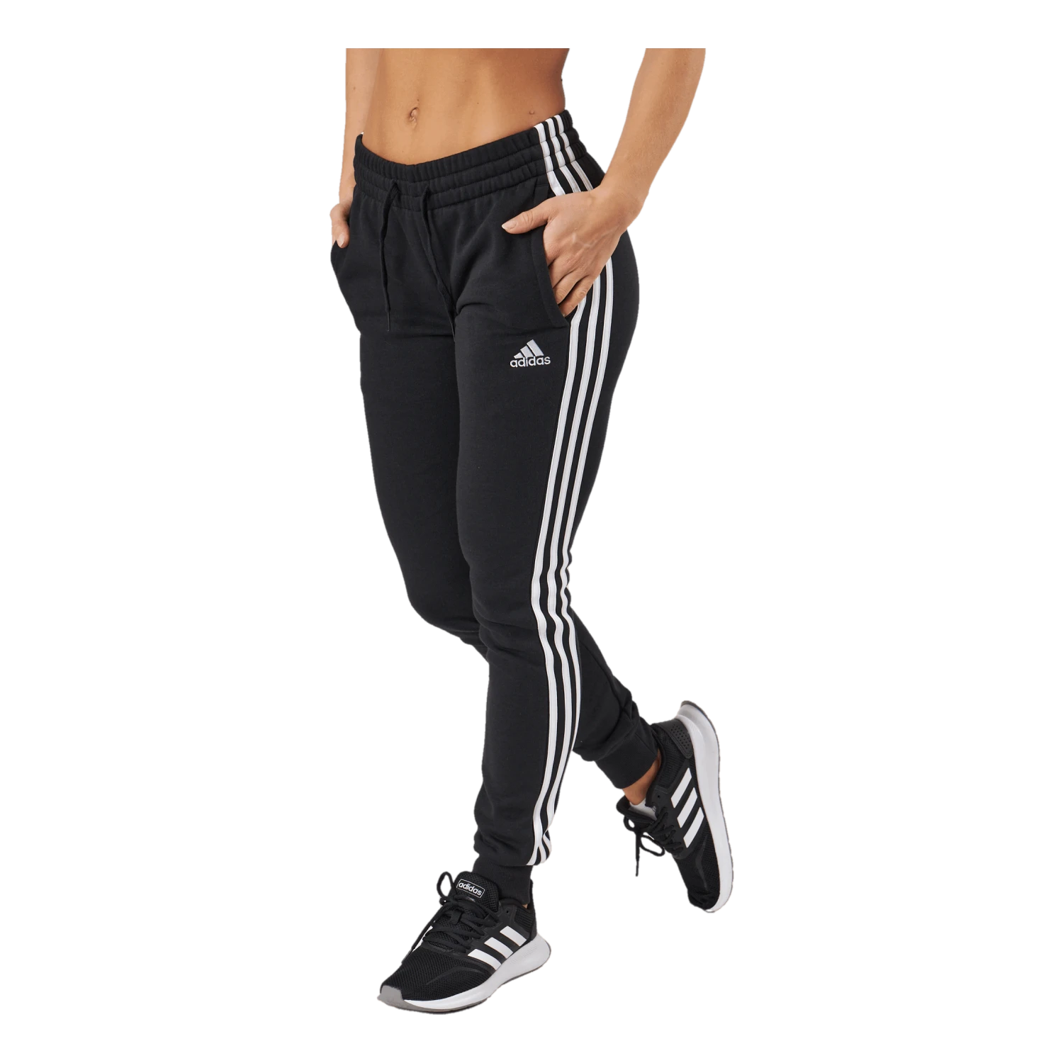 ADIDAS Essentials Fleece 3-Stripes Joggers Black - Image 2