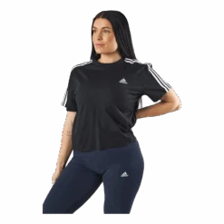 ADIDAS Essentials 3-Stripes Single Jersey Crop Top Black
