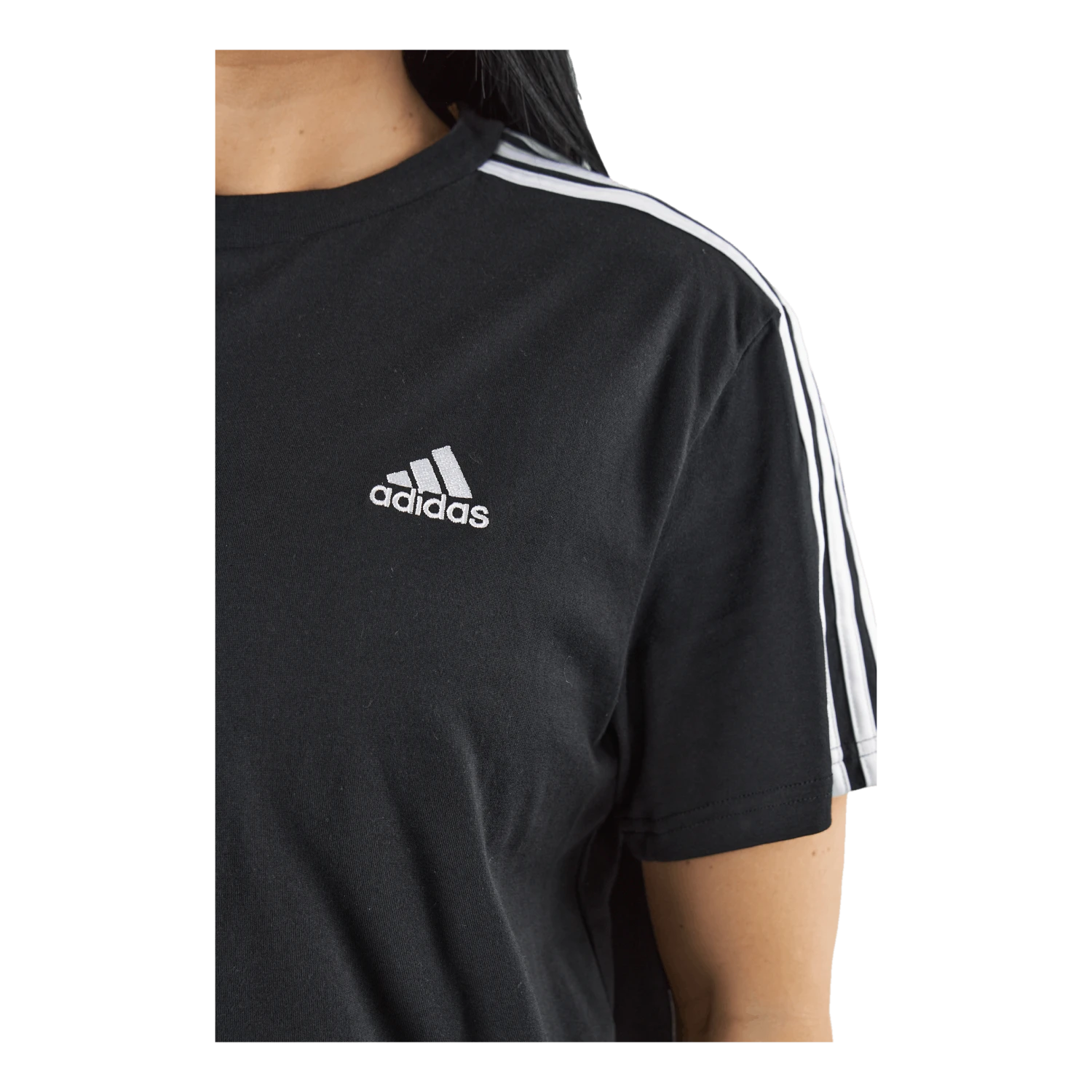 ADIDAS Essentials 3-Stripes Single Jersey Crop Top Black - Image 4