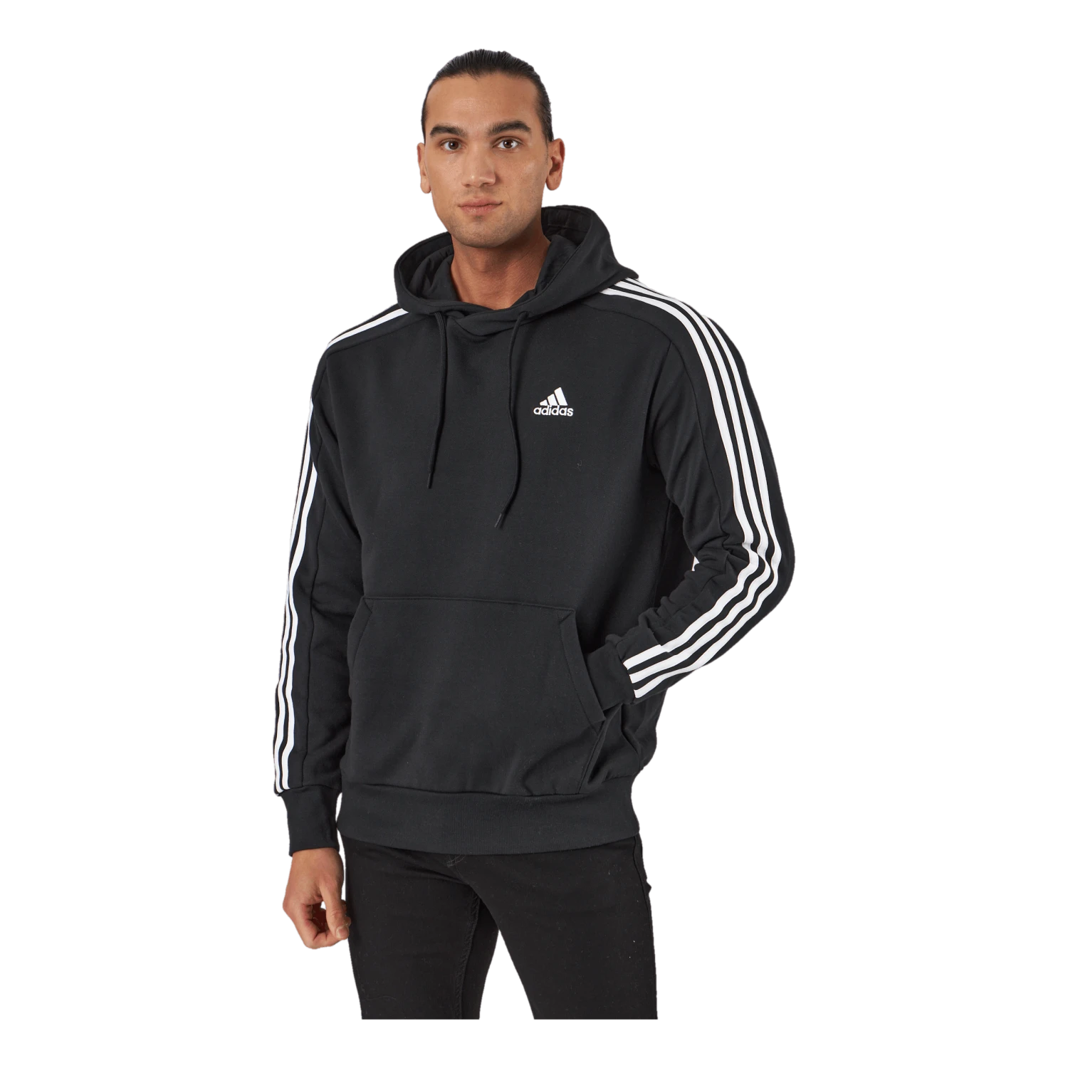 ADIDAS Essentials French Terry 3-Stripes Hoodie Black