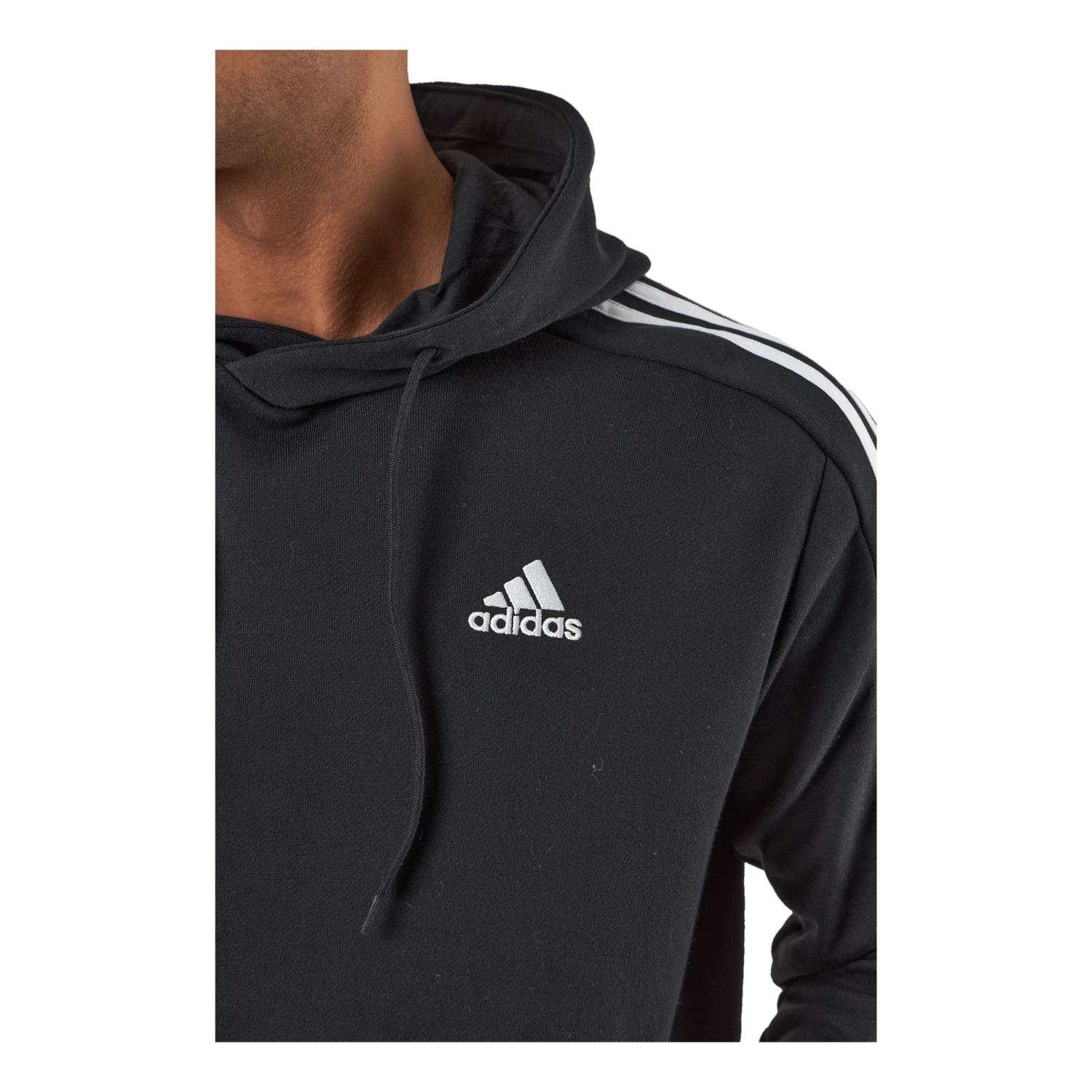 ADIDAS Essentials French Terry 3-Stripes Hoodie Black - Image 4