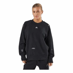 ADIDAS Oversized Crewneck Sweatshirt With Healing Crystal-Inspired Graphics Black