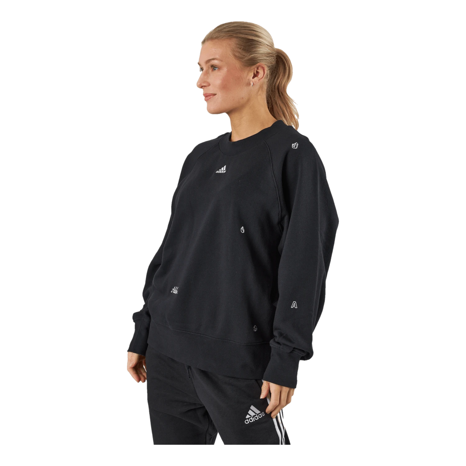 ADIDAS Oversized Crewneck Sweatshirt With Healing Crystal-Inspired Graphics Black - Image 2