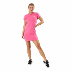 ADIDAS Essentials 3-Stripes Tee Dress Pulmag/White