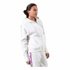 Woven Logo Tape Zip Hood White