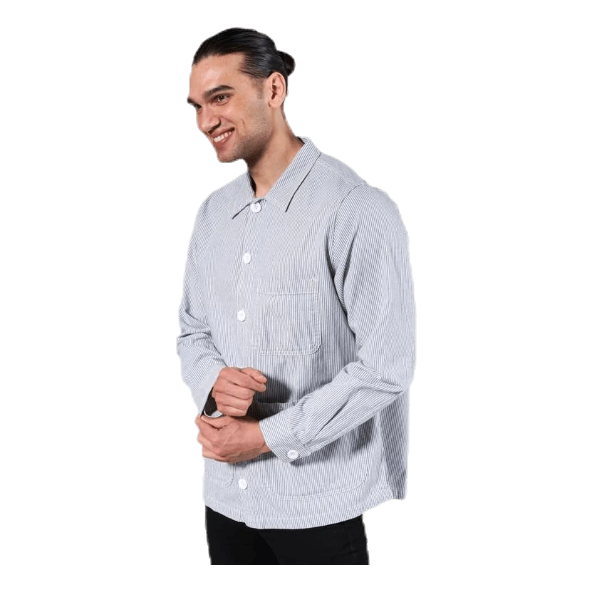 DEDICATED Worker Jacket Sala Thin Stripes Blue - Image 4