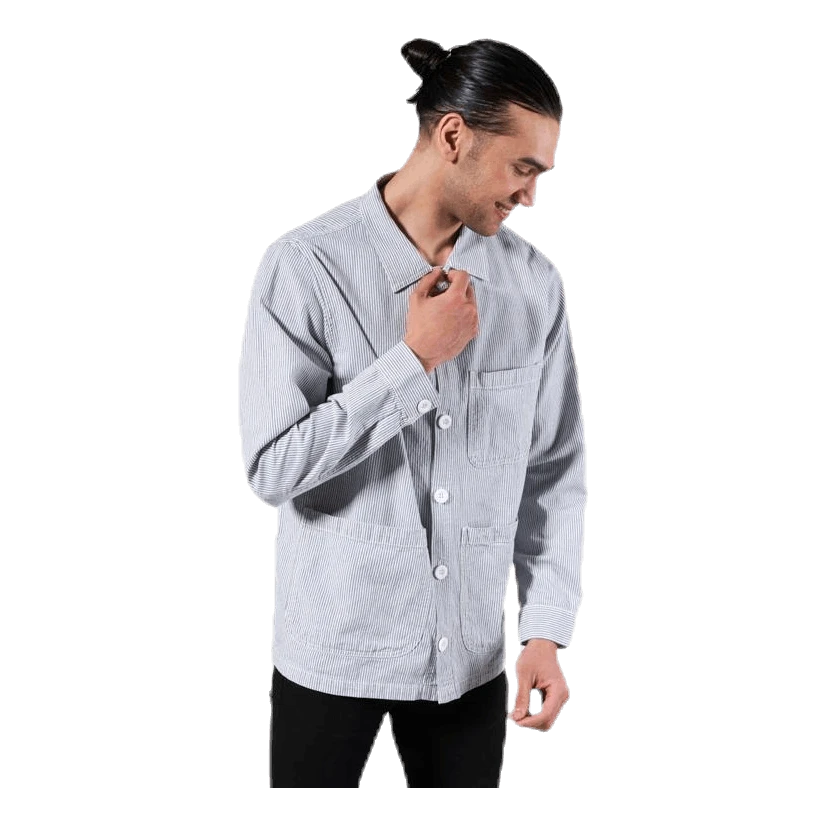 DEDICATED Worker Jacket Sala Thin Stripes Blue - Image 2