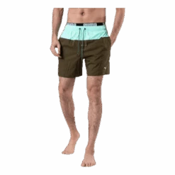 Puma Logo Medium Length Swim Shorts Brown/Green