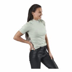 Pieces Birdie Ss T-Neck Beige