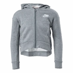 Nike Sportswear Club Fleece Big Kids' (Girls') Full-Zip Hoodie CARBON HEATHER/WHITE