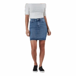 Pieces Lili Mw Denim Skirt Blue