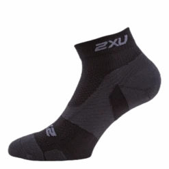 2XU Vectr LightCush 1/4 Crew Sock Black/Grey